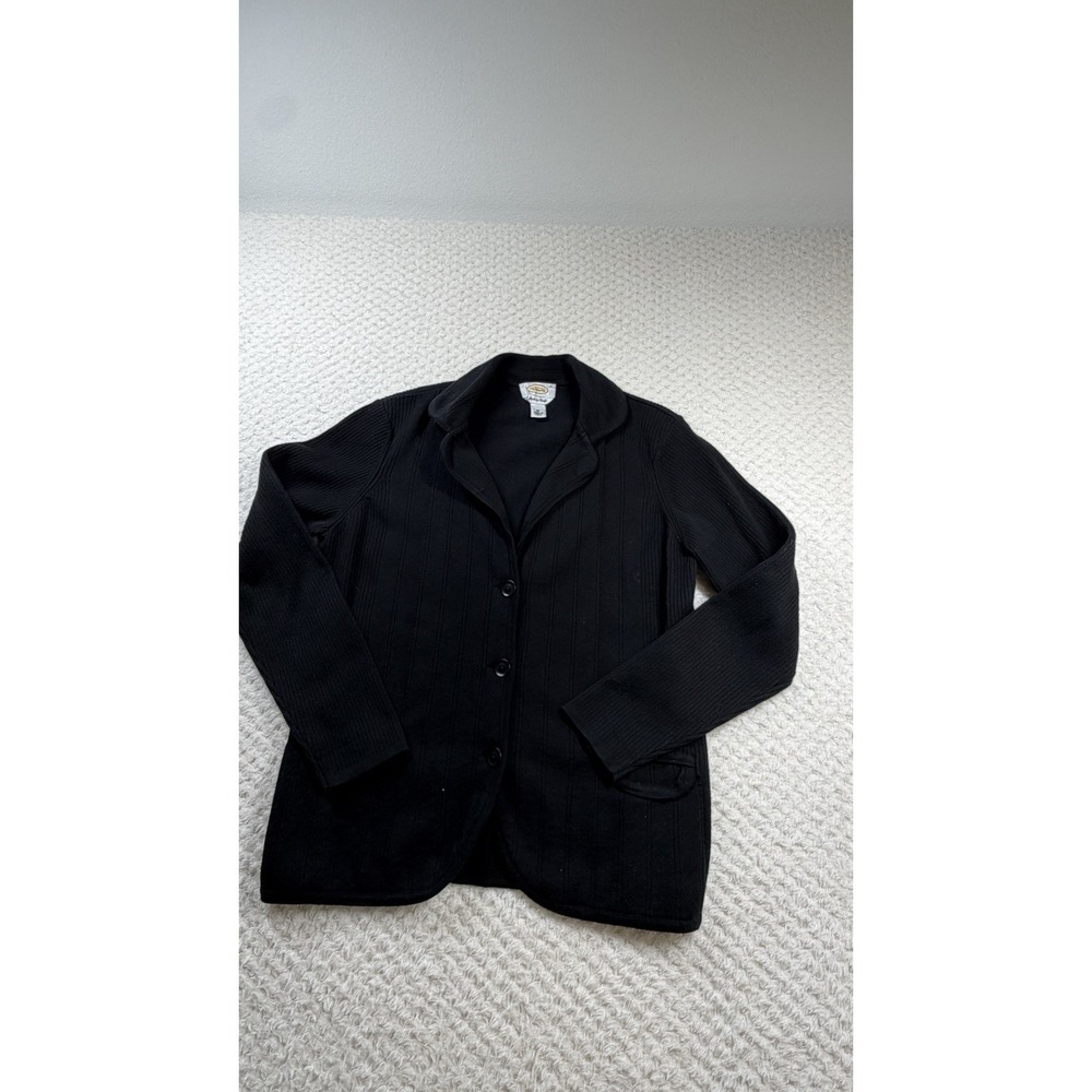 Vintage Talbots Petites Women's Black Sweater Blazer Made in Italy Size Medium